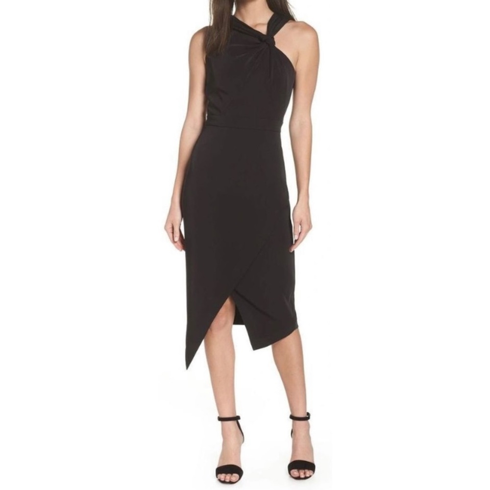 GORGEOUS HARLYN Black Twist Front Asymmetrical Hem Dress Size XL 🖤